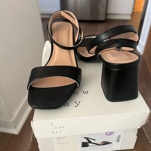 A New Day Women's Black Block Heel Sandals
